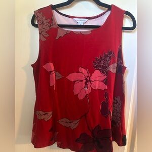 2/$25 Liz Claiborne Red Floral Blouse Valentines Day